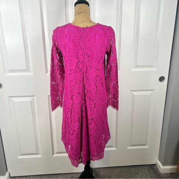 Sz 2 Adam Lippes Collective Long Sleeve Trapeze Pink Lace Dress $445 MSRP - Picture 6 of 11